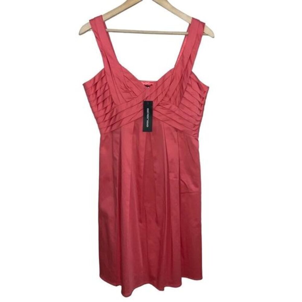 Spense Coral Pink Pleated V Neck Sleeveless Dress size 6